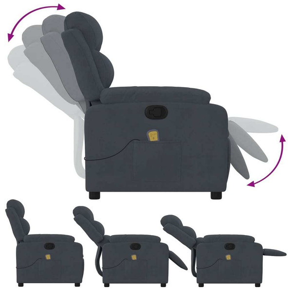 Massage Recliner Chair Dark Gray Velvet A949-373512