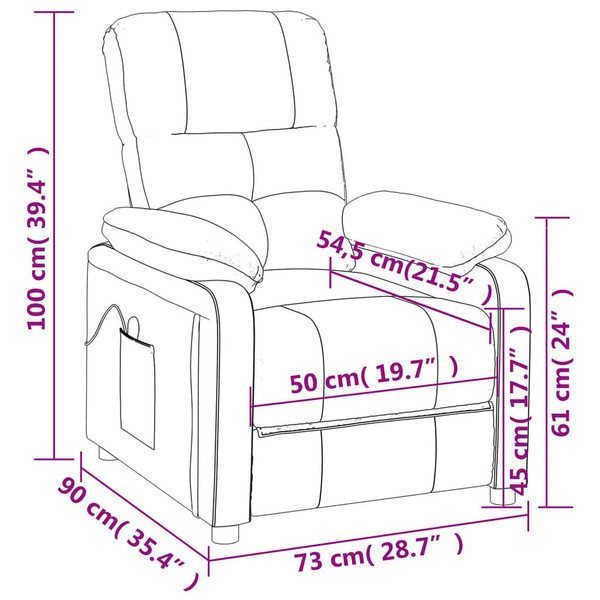 Massage Recliner Brown Fabric A949-289676