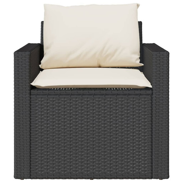 4 Piece Patio Sofa Set with Cushions Black Poly Rattan A949-366358