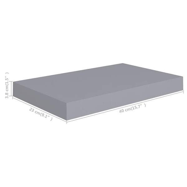 Floating Wall Shelves 2 pcs Gray 15.7"x9.1"x1.5" MDF A949-323848