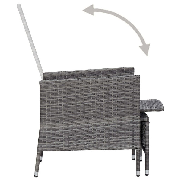 3 Piece Patio Lounge Set with Cushions Poly Rattan Gray A949-3059373