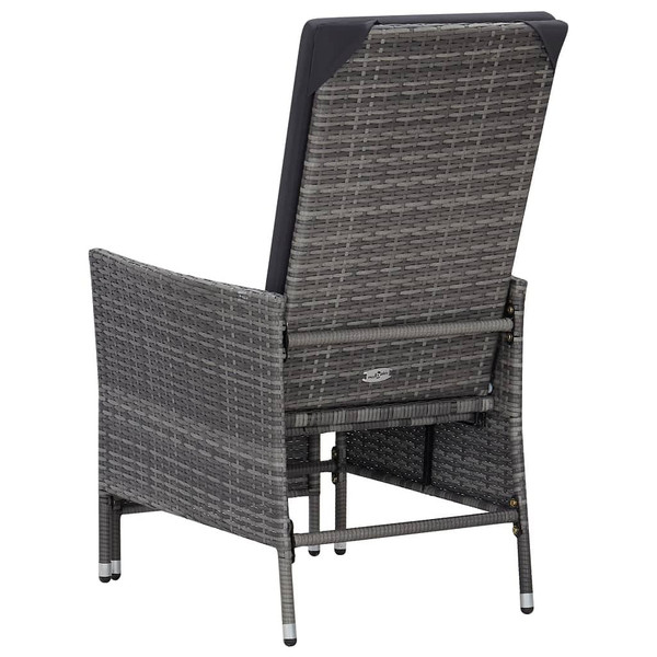 3 Piece Patio Lounge Set with Cushions Poly Rattan Gray A949-3059373