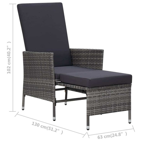 3 Piece Patio Lounge Set with Cushions Poly Rattan Gray A949-3059373