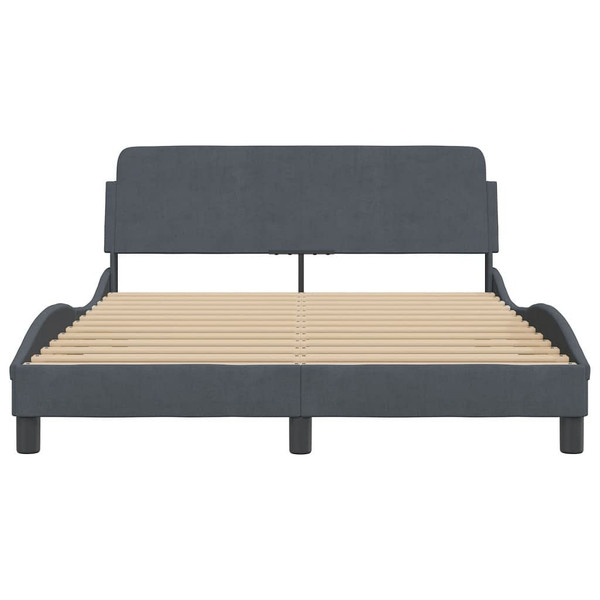 Bed Frame "Dover" Dark Gray 53.9"x74.8" Velvet A949-373283