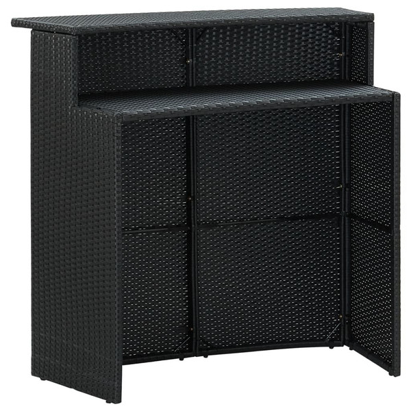 5 Piece Patio Bar Set with Cushions Black A949-3064883