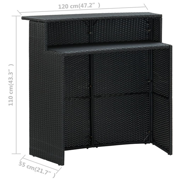 5 Piece Patio Bar Set with Cushions Black A949-3064883