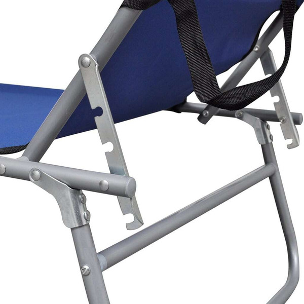 Folding Sun Lounger with Canopy Blue Aluminum A949-47769