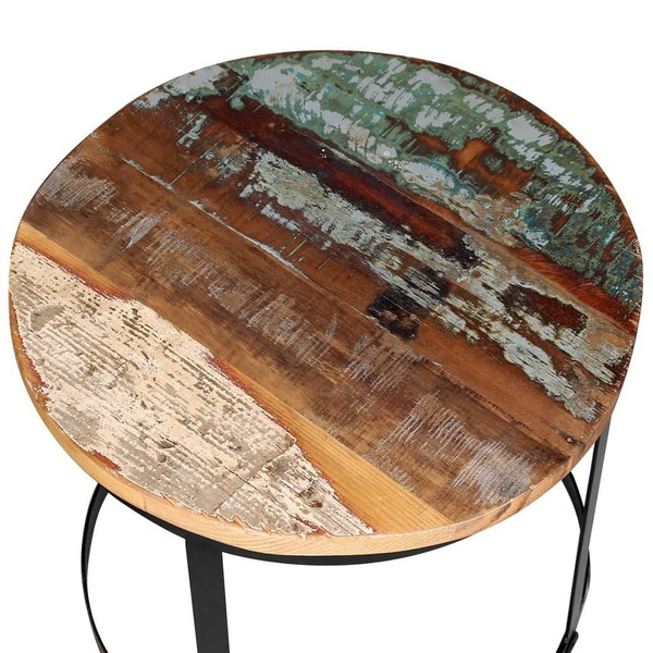 Two Piece Coffee Table Set Solid Reclaimed Wood Round 15.7"/19.7 A949-244007