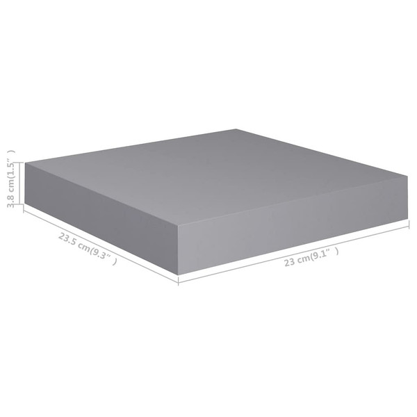  Floating Wall Shelves 2 pcs Gray 9.1"x9.3"x1.5" MDF A949-323845