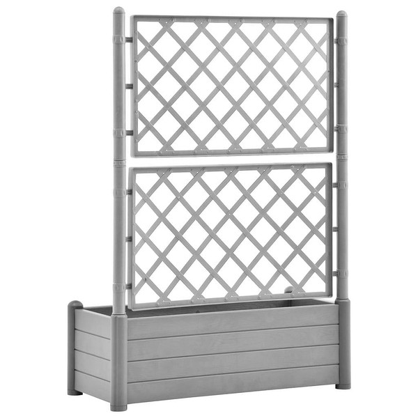 Garden Planter with Trellis 39.4"x16.9"x55.9" PP Stone Gray A949-317582