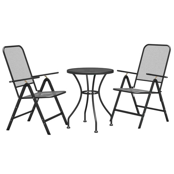 3 Piece Patio Dining Set Expanded Metal Mesh Anthracite A949-3084709
