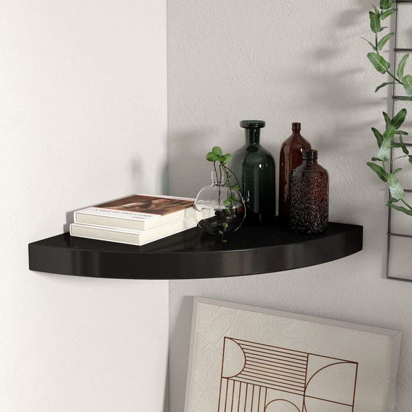 Floating Corner Shelf Black 13.8"x13.8"x1.5" MDF A949-323919