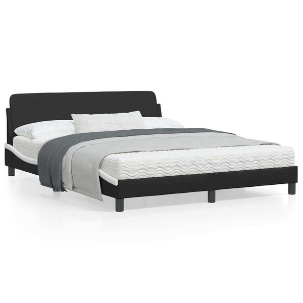  Bed Frame "Dover" Black and White 59.8"x79.9" Faux Leather A949-373296