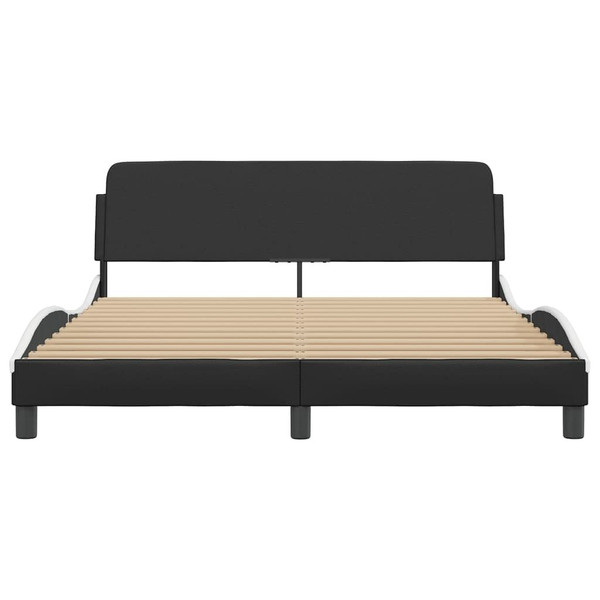  Bed Frame "Dover" Black and White 59.8"x79.9" Faux Leather A949-373296