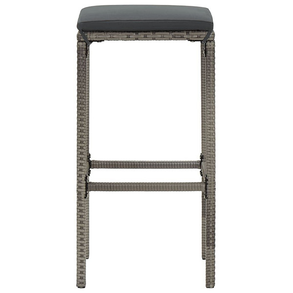 3 Piece Patio Bar Set Gray Solid Wood Acacia and Poly Rattan A949-3295268
