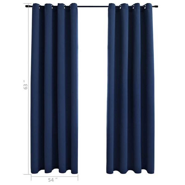 Blackout Curtains with Rings 2 pcs Navy Blue 54"x63" Fabric A949-134861