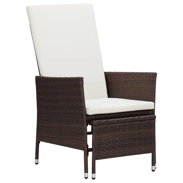 Reclining Patio Chair with Cushions Poly Rattan Brown A949-310229