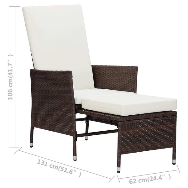 Reclining Patio Chair with Cushions Poly Rattan Brown A949-310229