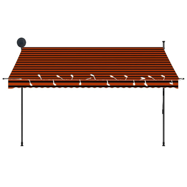 Manual Retractable Awning with LED 118.1" Orange and Brown A949-145880