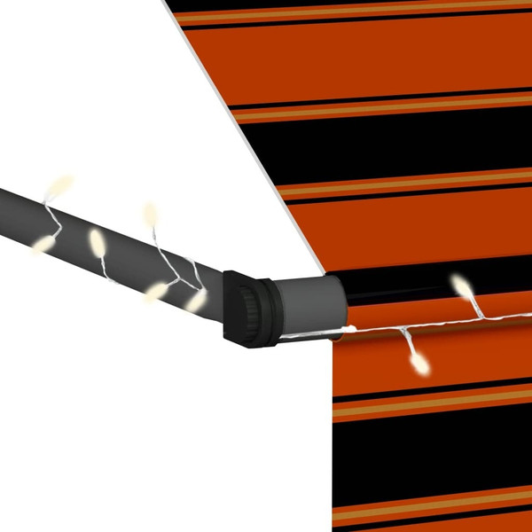 Manual Retractable Awning with LED 118.1" Orange and Brown A949-145880