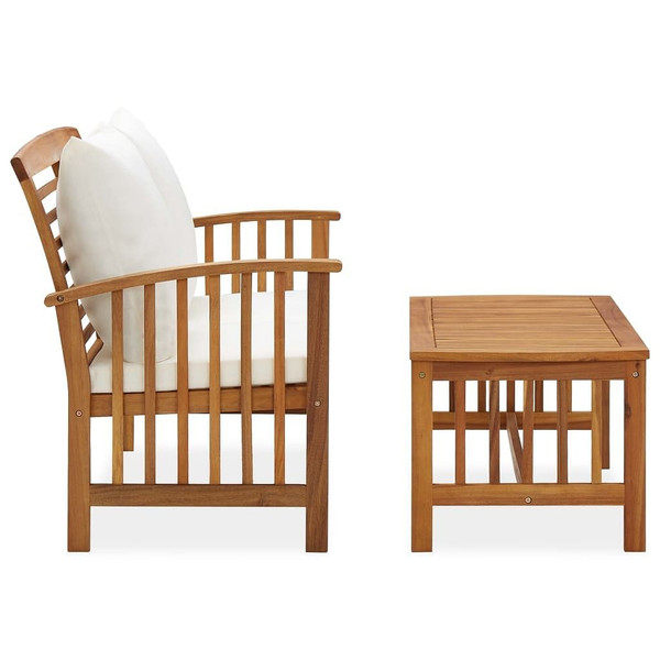 2 Piece Patio Lounge Set with Cushions Solid Acacia Wood A949-310263