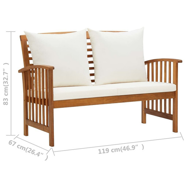 2 Piece Patio Lounge Set with Cushions Solid Acacia Wood A949-310263