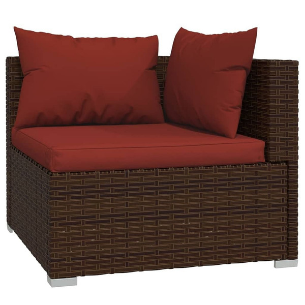  7 Piece Patio Lounge Set with Cushions Poly Rattan Brown A949-3102219