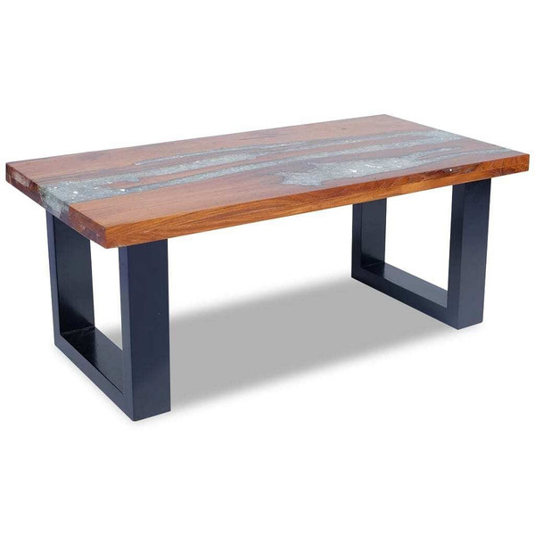 Coffee Table Teak Resin 39.4"x19.7 A949-243467