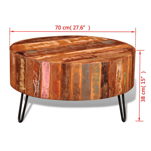  Coffee Table Solid Reclaimed Wood Round A949-241626