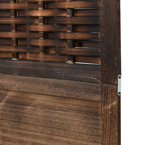 Room Divider 4 Panels Dark Brown Solid Wood Paulownia A949-358707
