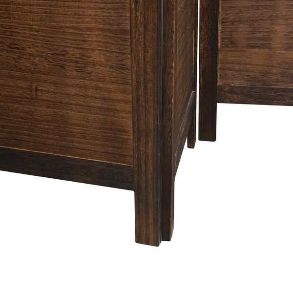 Room Divider 4 Panels Dark Brown Solid Wood Paulownia A949-358707