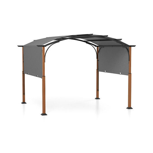 10 x 12 FT Outdoor Retractable Pergola with Retractable Canopy for Patio-Beige B593-NP11859