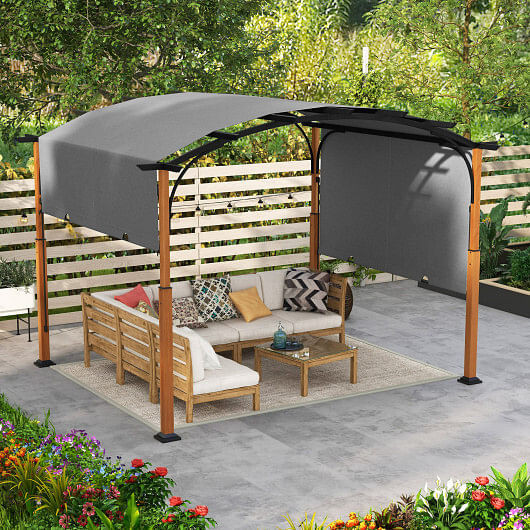 10 x 12 FT Outdoor Retractable Pergola with Retractable Canopy for Patio-Beige B593-NP11859