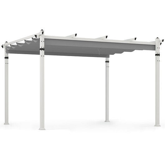 Outdoor Pergola with Retractable Canopy and Aluminum Frame-Turquoise B593-NP11781