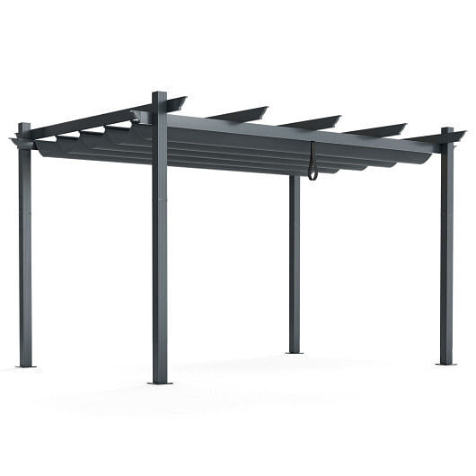 10 x 13 Feet Outdoor Aluminum Retractable Pergola Canopy Shelter-Beige B593-NP10911