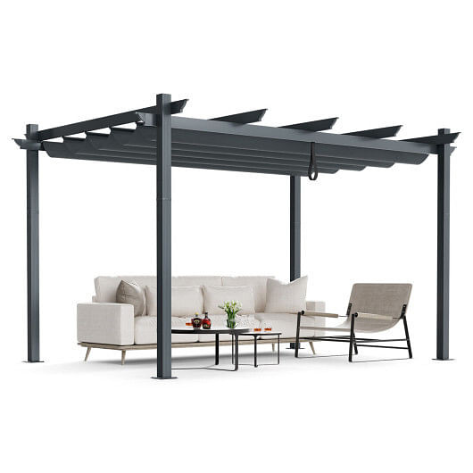 10 x 13 Feet Outdoor Aluminum Retractable Pergola Canopy Shelter-Beige B593-NP10911