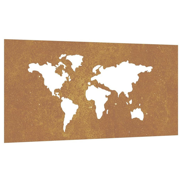Patio Wall Decoration 41.3"x21.7" Corten Steel World Map Design A949-824498