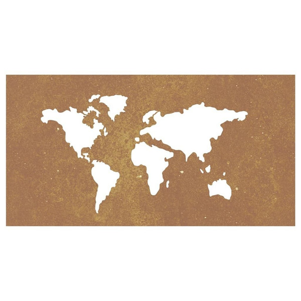 Patio Wall Decoration 41.3"x21.7" Corten Steel World Map Design A949-824498