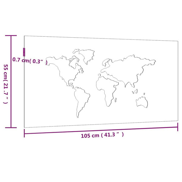 Patio Wall Decoration 41.3"x21.7" Corten Steel World Map Design A949-824498