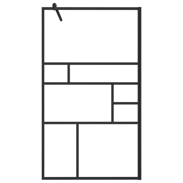Walk-in Shower Wall with Clear ESG Glass 35.4"x76.8" Black A949-150753