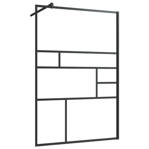 Walk-in Shower Wall with Clear ESG Glass 45.3"x76.8" Black A949-150755