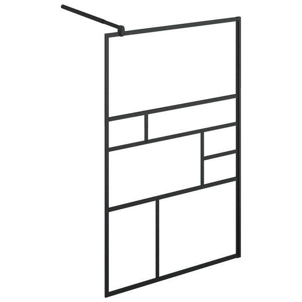Walk-in Shower Wall with Clear ESG Glass 39.4"x76.8" Black A949-150754