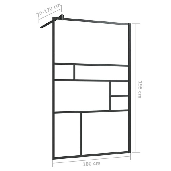 Walk-in Shower Wall with Clear ESG Glass 39.4"x76.8" Black A949-150754