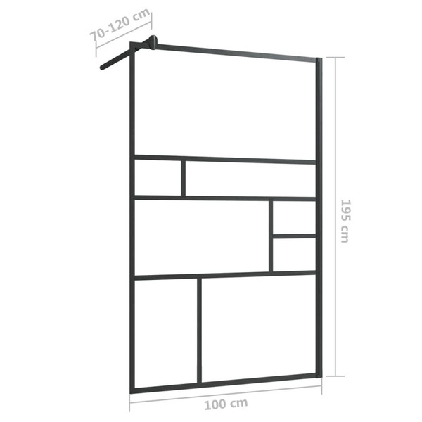 Walk-in Shower Wall with Clear ESG Glass 39.4"x76.8" Black A949-150754