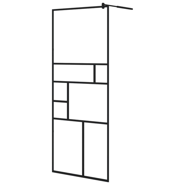 Walk-in Shower Wall with Clear ESG Glass 31.5"x76.8" Black A949-150752