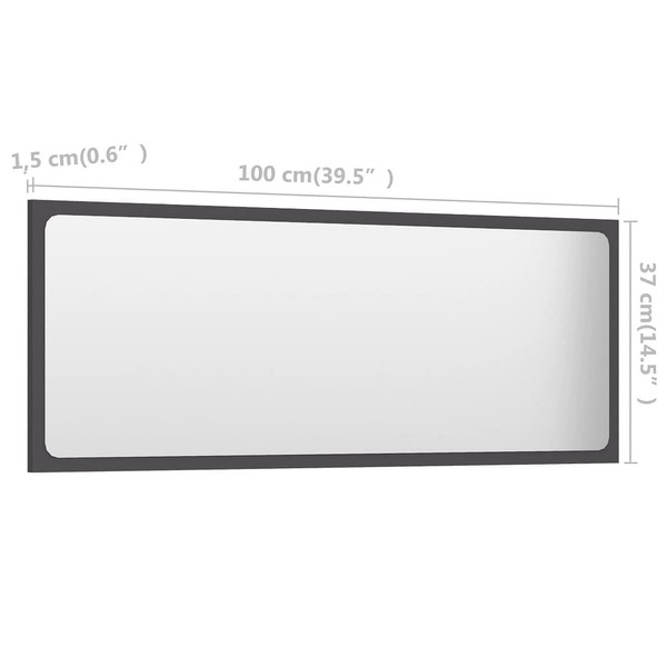 Bathroom Mirror Gray 39.4"x0.6"x14.6" Engineered Wood A949-804632