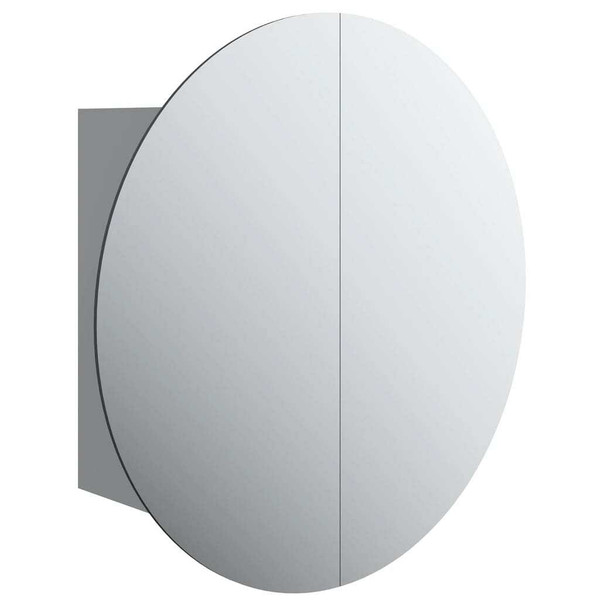 Bathroom Cabinet with Round Mirror&LED Gray 18.5"x18.5"x6.9 A949-345585