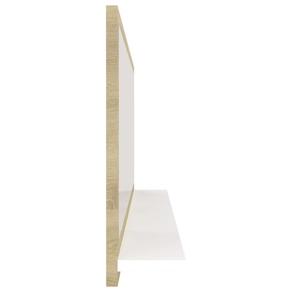  Bathroom Mirror White and Sonoma Oak 39.4"x4.1"x14.6" Engineered Wood A949-804594