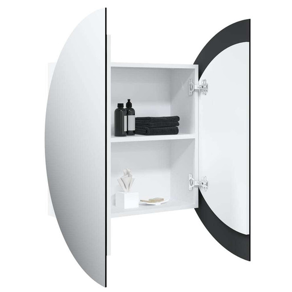  Bathroom Cabinet with Round Mirror&LED White 21.3"x21.3"x6.9 A949-345587