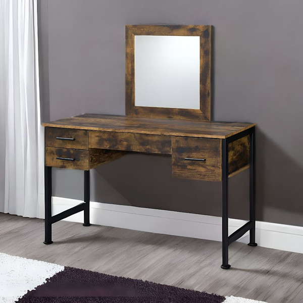 53" Rustic Oak & Black Finish Dresser Mirror N270-486443